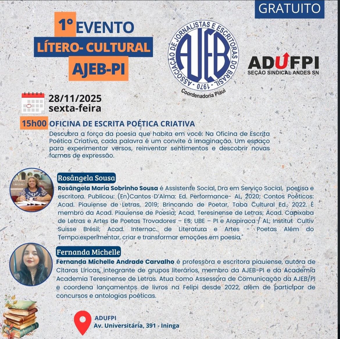 Oficina de Escrita Poética Criativa.